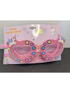 Swim Goggles Shark, Fish, or Unicorn Ages 3+ Protective Film Adjustable Straps